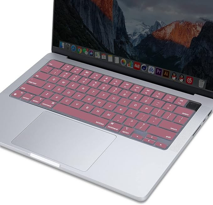 MOSISO Keyboard Cover Skin Compatible with MacBook Air 15 inch M3 A3114 M2 A2941/Air 13.6 A3113 A2681/Pro 14/16 M4 M3 M2 M1, Tea Petal Pink