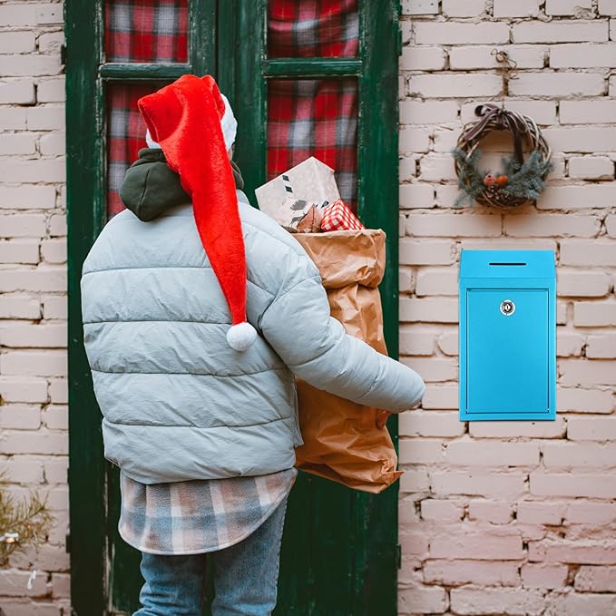 Metal Donation Cash Box Collection Safe Suggestion Box with Lock Wall Mounted Mailbox Delivery Ballot Container for Home Office Outdoor Door