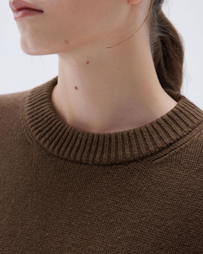 SUUKSESS Women Cashmere Oversized Long Sleeve Pullover Sweater Crew Neck Jumpers