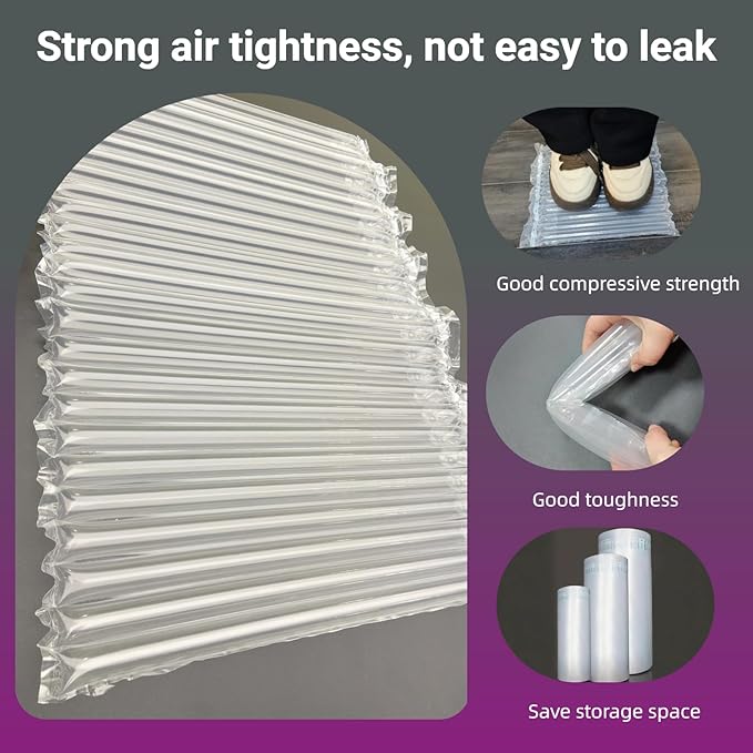 Large Bubble Cushion Wrap for Packing Fragile Items Inflatable Air Pillows for Shipping, Heavy Duty Reusable Eco-Friendly Packing Materials Moving Supplies for Bottles, TV, 11.8" x 131'