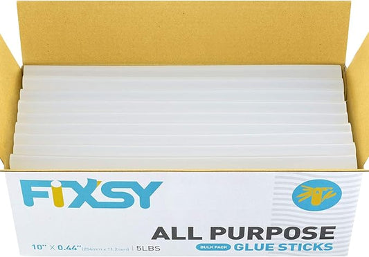 FIXSY Hot Glue Gun Sticks All Purpose, Multi Temp, Full Size 10" Long x .44" Diameter 7/16 11mm, 5LB Box Glue Stick, Approx. 90 Sticks- Compatible with Most Glue Guns