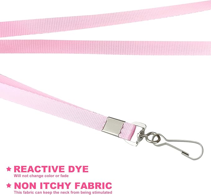 Bulk Lanyards Lanyards for ID Badges,Lanyards with Swivel Hook Clips for Name Tag Lanyard ID Holder (Pink, 100 packs)
