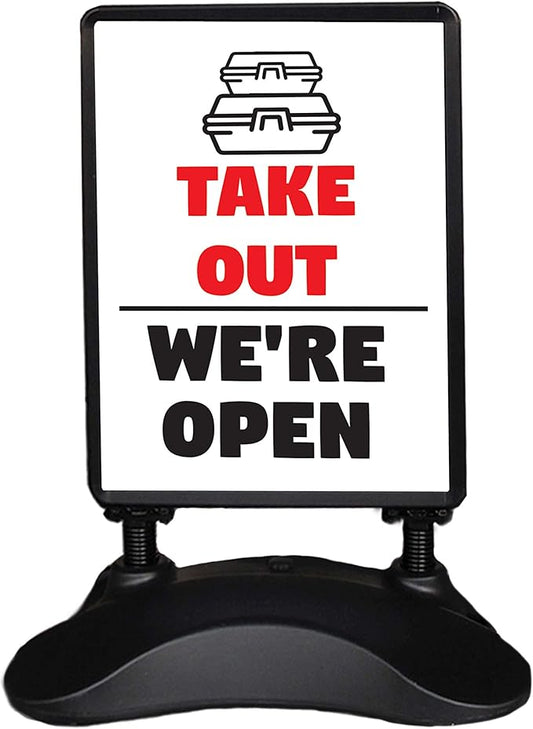 Outdoor Message Board Sidewalk Sign Open Drive Thru Take Out Sign Double Sided Restaurant Business Swinging Sign (TAKE Out)