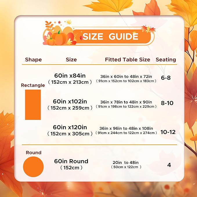 sancua Fall Tablecloth Rectangular - 60 x 84 Inch - Stain and Wrinkle Resistant Polyester Fabric Rectangle Table Cloth, Thanksgiving Table Cover for Dining Tables, Buffet Parties, Bronze