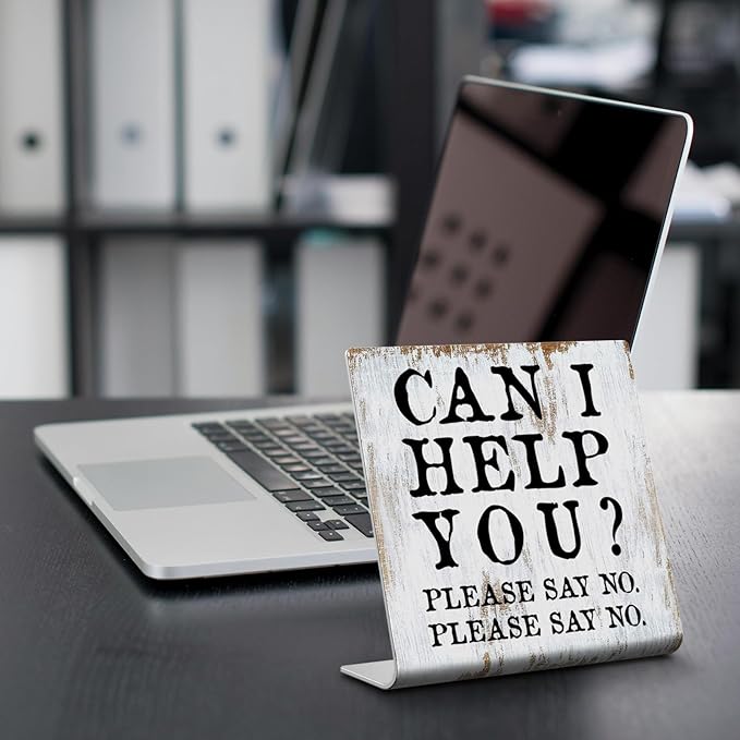 Funny Desk Signs for Work Office, Can I Help You Please Say No Sign,Office Humor Signs, Work Office Decor for Women Men,Office Desk for Colleague Coworker Friend,Decor Sign Plaque XB273