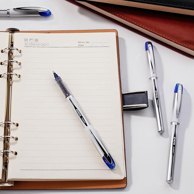 EYEYE Liquid Ink Rollerball Pen 0.7mm, 6 Assorted Colors Medium Point Pen Quick Dry, Liquid Ink Pens Fine Point Smooth Writing Pens for Journaling, Note Taking, Office, School Supplies