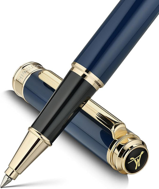 317 Rollerball - Stunning Luxury Blue Lacquer Pen with 24K Gold Finish, Schmidt Black Ink Refill, Fancy Gift Set for Men & Women, Professional, Graduation Executive Office, Nice Classic Pens
