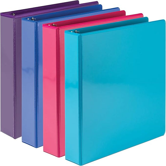 Samsill Durable 1.5 inch 3 Ring Binder, Made in USA, D Ring Binder, FSC 100% Recycled Chipboard, Fashion Assortment, 4 Pack