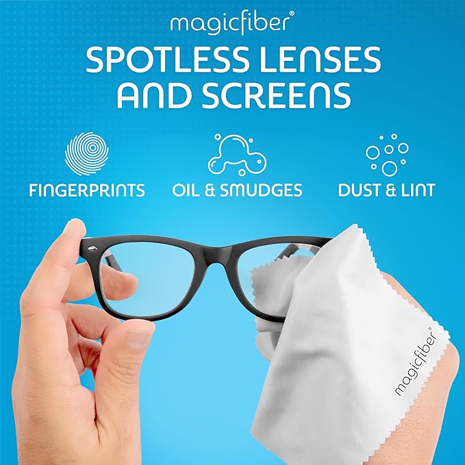 MagicFiber Microfiber Cleaning Cloths, 2 Pack - Premium Cloth for Glasses, Lens, Screens & More
