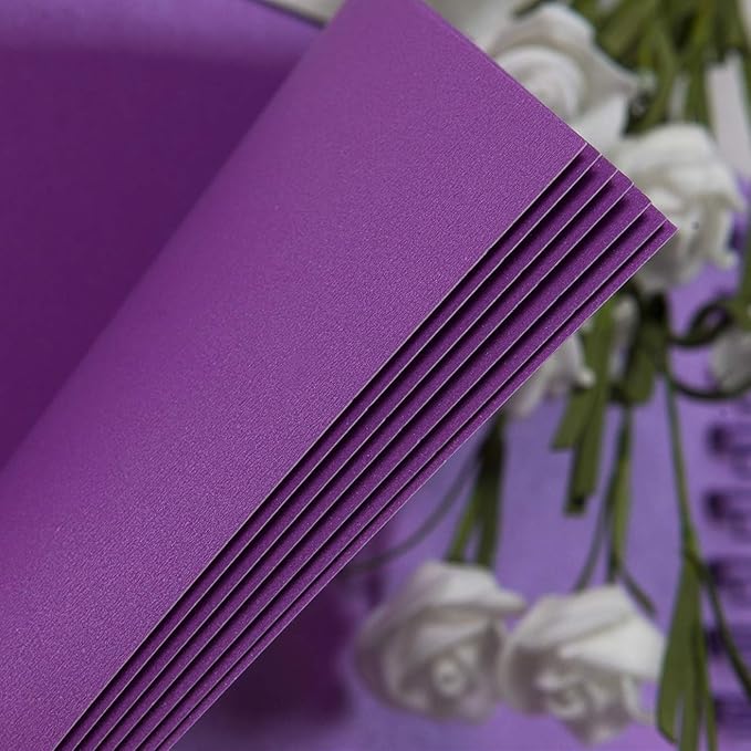 12 x 12 Inch Large DIY Scrapbook Photo Album with Window Design Cover 80 Pages Craft Paper Memory Book for Weeding Anniversary Travel and Baby (Purple)