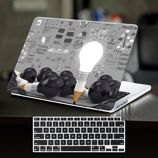 DTangLsm Compatible for 2025 MacBook Air 13 inch Case 2024-2022 M4 M3 M2 A3240 A3113 A2681 with Touch ID, Clear Slim Plastic Hard Shell Case&Keyboard Skin for MacBook Air 13.6 M2 Cover, Creative Bulb