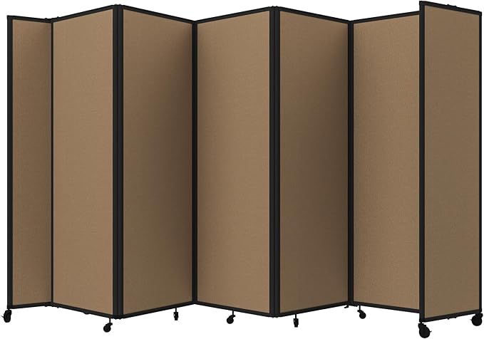Versare Room Divider 360 Portable Wall Partition | Folding Panels | Large Freestanding Divider | Locking Wheels | Temporary Room Separator