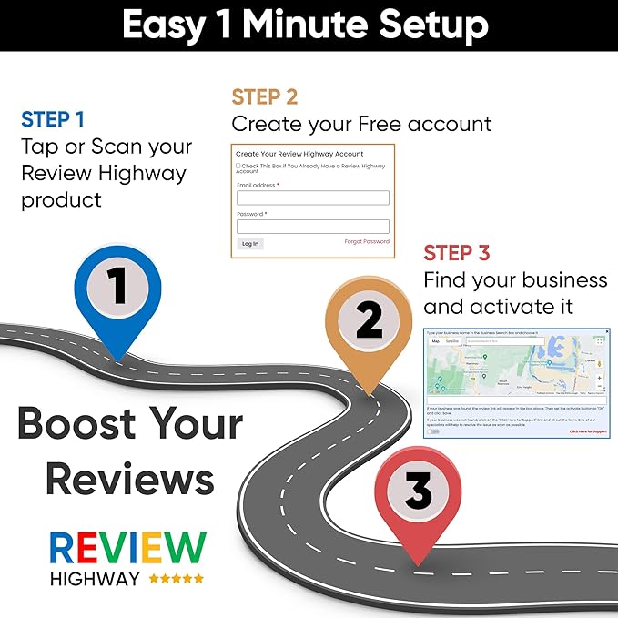 NFC Tap Stand (3-Pack) by Review Highway - Compatible with Google Reviews - NFC Tap & QR Scan for Instant Reviews - Boost SEO - iPhone/Android Compatible – Reusable and Zappy Fast (White, 3 Stands)