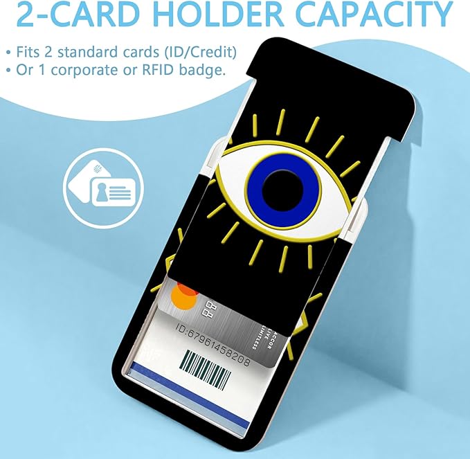 Evil Eye Badge Reel Retractable Heavy Duty with 360° Swivel Carabiner Clip, Evil Eye ID Badge Holder with Breakaway Lanyard, ID Card Holder Keychain Name Badge Clip, Nurse Teacher Gifts