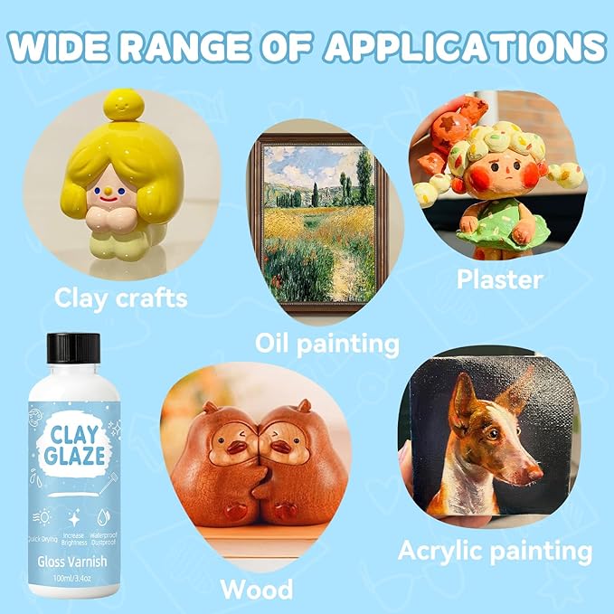 100ml Air Dry Clay Glaze, Clay Varnish Used to Prevent Clay Cracking, Scratches, and Wear, Improve Clay Gloss, for Ceramics, Oil Paintings, Wood
