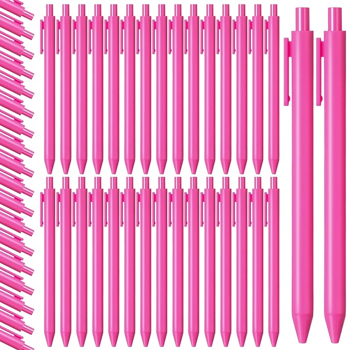 Fulmoon 50 Pcs Ballpoint Pens Bulk Retractable Comfortable Writing Pens Cute Back to School Supplies in Medium Point 1.0 mm for Teacher Student Bridal Shower Baby Shower (Rose Red)