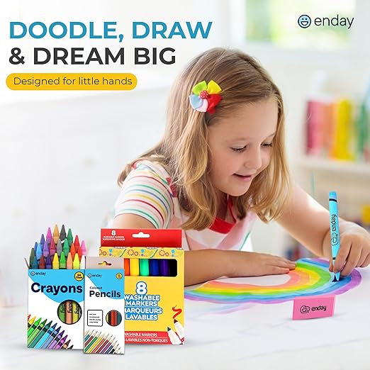 Enday 2nd and 3rd Grade School Supplies Kit - 74 Piece Back to School Supplies Kit, Premium Quality Kids School Supplies for Girls & Boys, Second & Third Grade Elementary School Supplies for Kids