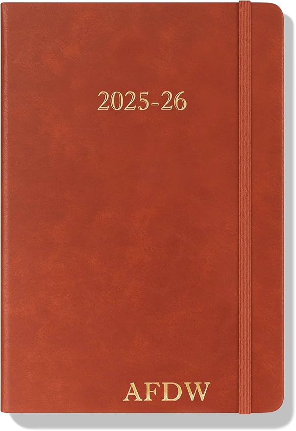 Wykeham's Executive 2025-26 Daily Journal Planner – Mid-Year Academic Diary (Personalized Brown, 8.5"×5.5")
