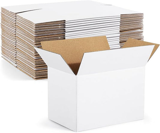 Eupako 6x4x4-Small-Shipping-Boxes-30-Pack-White-Corrugated-Box-Mailers, Cardboard Boxes for Packaging Small Business, Mailing