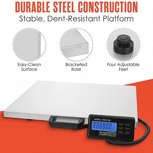 Houseables Shipping Scale, Platform Scale, Industrial, Heavy Duty, 400 LB, Weight Machine for Luggage, Packages, Postal, Floor, Commercial, Package, Business, Weighing, Large Platform, Digital, 22x18
