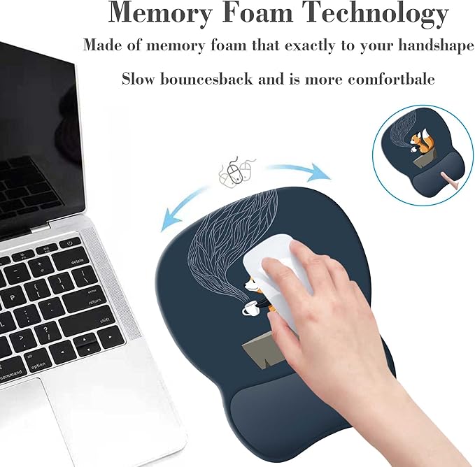 Cute Ergonomic Gel Mouse Pad with Wrist Rest, Gaming Non-Slip PU Base for Computer Office, Comfortable Laptop Desk Accessories Decor