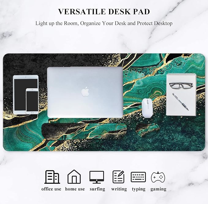 LATEEFAH Desk Mat, Mouse Pad with Wrist Rest, 4-in-1 Large Mouse Pads for Desk, Ergonomic Mouse Pad and Keyboard Wrist Rest Gaming Keyboard Mat for Office, Home