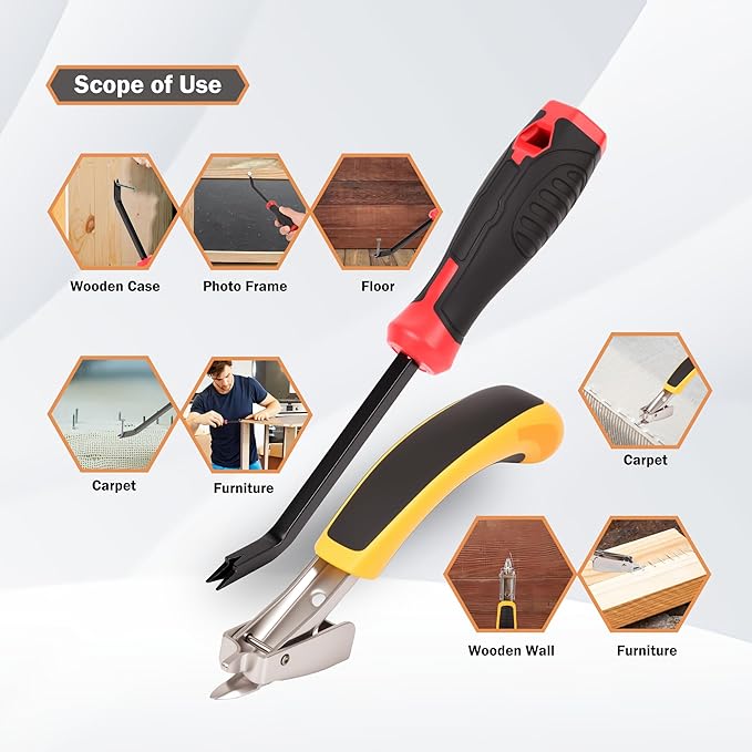 Upholstery Staple Remover 2pcs Heavy Duty Staple Remover Tool for Floor,Carpet,Wood,Construction,Furniture,Also Used in A Variety of Nailed Picture Frames and Wooden Boxes Etc