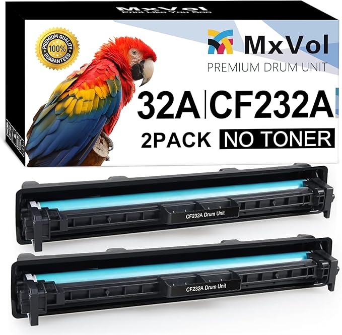 MxVol CF232A 32A Imaging Drum Replacement for HP 32A CF232A Drum Unit Extra High-Yield 2-Pack use for HP Laserjet Pro M148dw M203dw M227fdw M118dw M148fdw M227fdn Printer (No Toner)