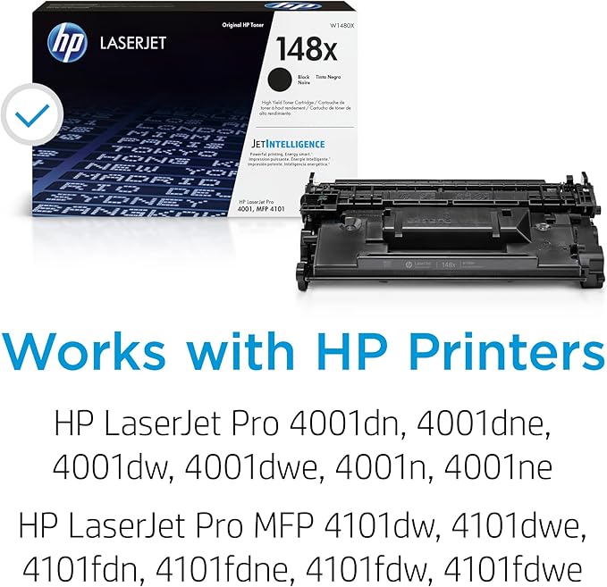 HP Original 148X Black Laserjet Toner Cartridge | This Cartridge Works Laserjet Pro 4001, MFP 4101 | W1480X, Black
