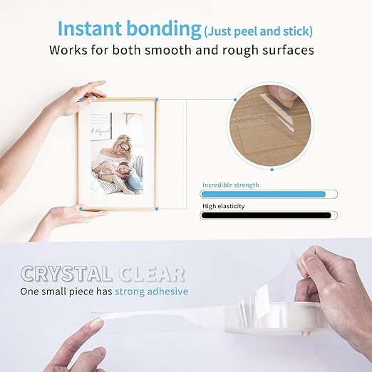 Art3d Double-Sided Tape (4-Roll of 10FT), Removable, Traceless, Washable, Reusable - Multipurpose Tape as Seen on TV (1/24" x 1/2" x 10', 4)