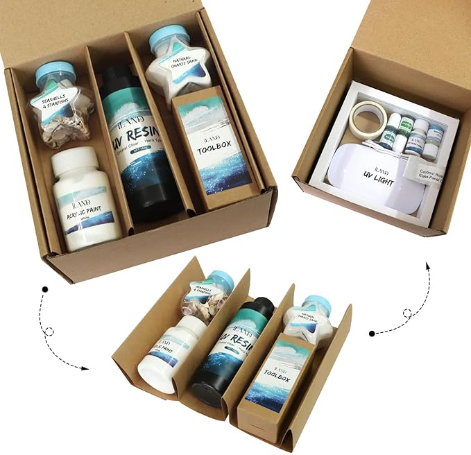 iLAND Crafts For Adults Women Teen Girls Ocean Beach UV Resin Kit for beginners Arts and Crafts for adults Resin Art Project DIY Sea Crafting Making Set Unique Artist Woman Gifts on Christmas Romantic