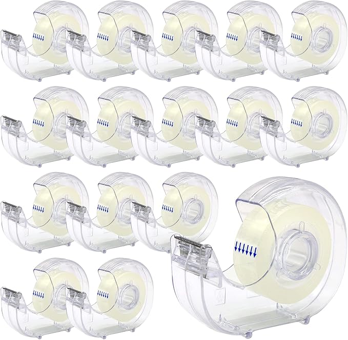 OWLKELA Clear Tapes and Refillable Dispensers 16 Pack, 0.7" x 28 yds per roll, Transparent Tape Refills, Office Tape with Dispenser for Home, School