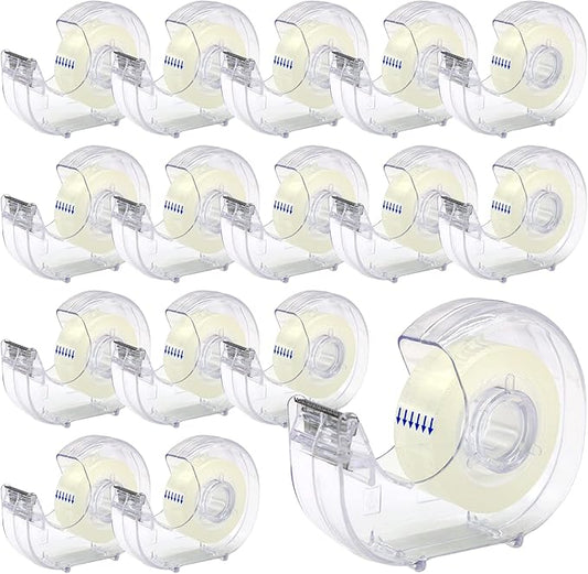 OWLKELA Clear Tapes and Refillable Dispensers 16 Pack, 0.7" x 28 yds per roll, Transparent Tape Refills, Office Tape with Dispenser for Home, School