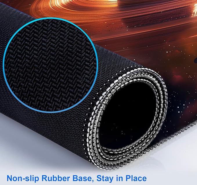 Personalized Galaxy Starry Sky Nebula Customized Computer Keyboard Office Desk Pad, Cute Space Planet Full Table Extended Mouse Pad 35.4 x 15.7 Inches