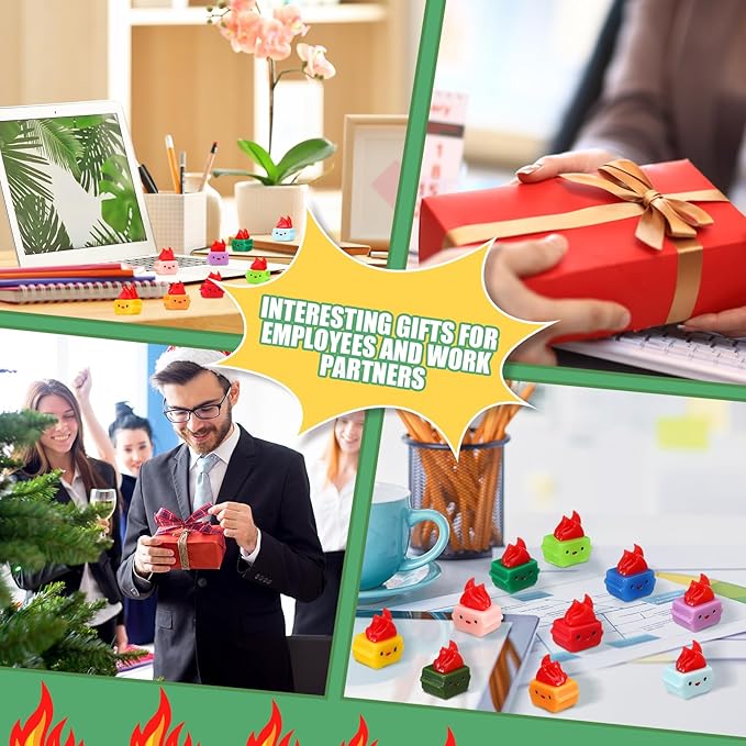 100 Pcs Mini Dumpster Fire Ornament Halloween Employee Appreciation Gifts Bulk Funny Thank You Gifts Resin Dumpster Figurines Desk Accessories for Team Coworkers Teacher (Bright Colors)