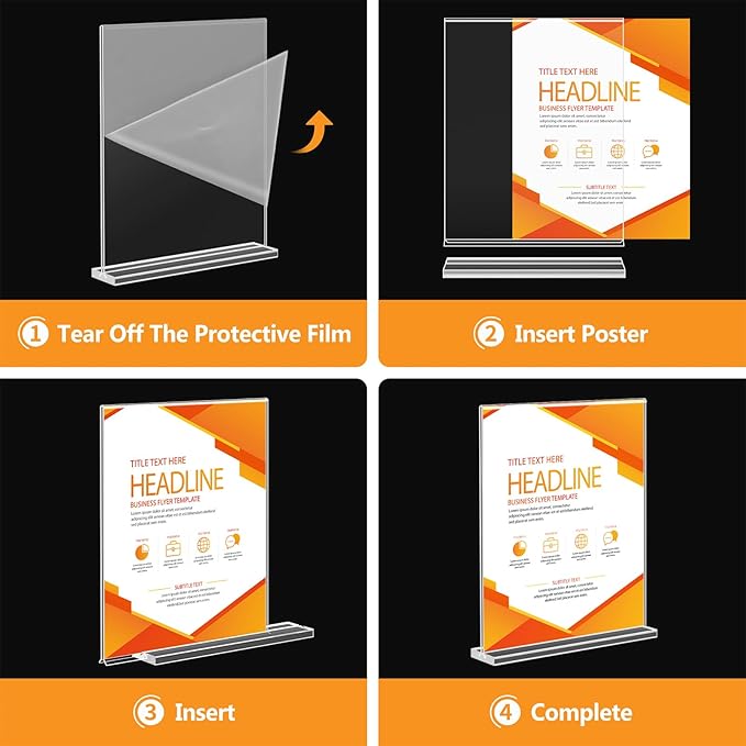 Acrylic Sign Holder 8.5 x 11, Double Sided Sign Holder Stand, Plastic 12 Pack Table Paper Stand, Vertical Menu Flyer Stand, T Shape Table Flyer Holder