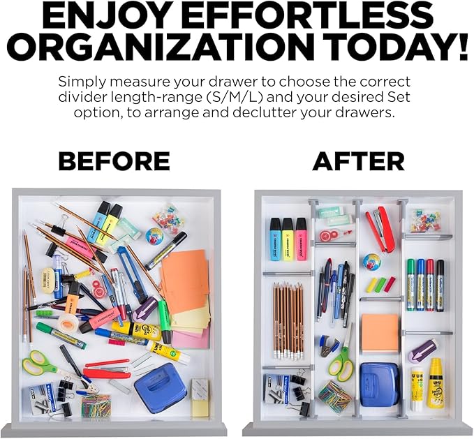 Practical Comfort Aluminum Drawer Organizer for Kitchen Utensils Silverware Flatware 9 Dividers Set | MEDIUM | UPGRADED VERSION