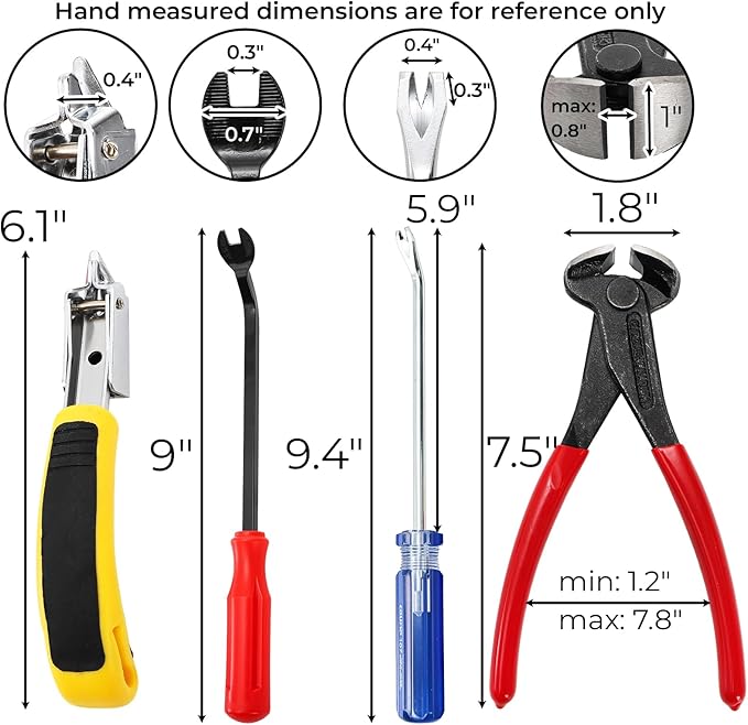 Hiceeden 4 Pcs Carpet Staple Remover Tools, Heavy Duty Staple Puller with End Cutting Plier, Nail Puller Tack Lifter Tool for Removing Staples on Furniture, Floor, Wood Case, Carton, Photo Frame