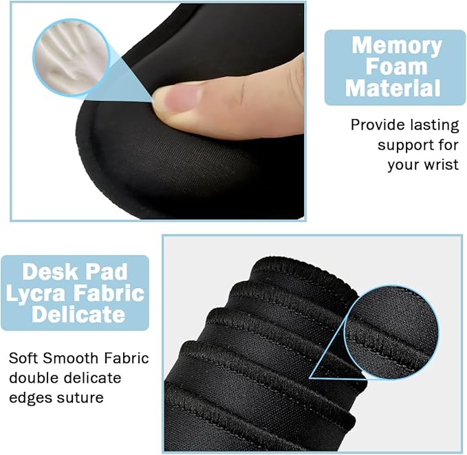 Large Mouse Pad and Keyboard Wrist Rest, Desk Pad for Keyboard and Mouse, 4-in-1 Large Gaming Mouse Pad with Wrist Support, Desk Mat for Home Office Study Game-Black