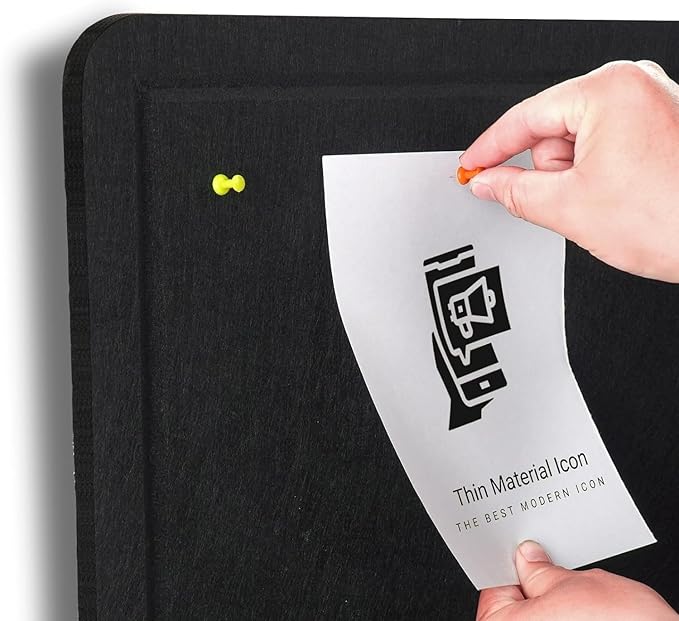 Large Bulletin Board, 48 X 36 inches Felt Board Notice Pin Board, 4' x 3'Cork Board Alternative for Wall, Self-Adhesive Vision Board Mood Board Foldable Photo Board with 30 Pushpin (Black)