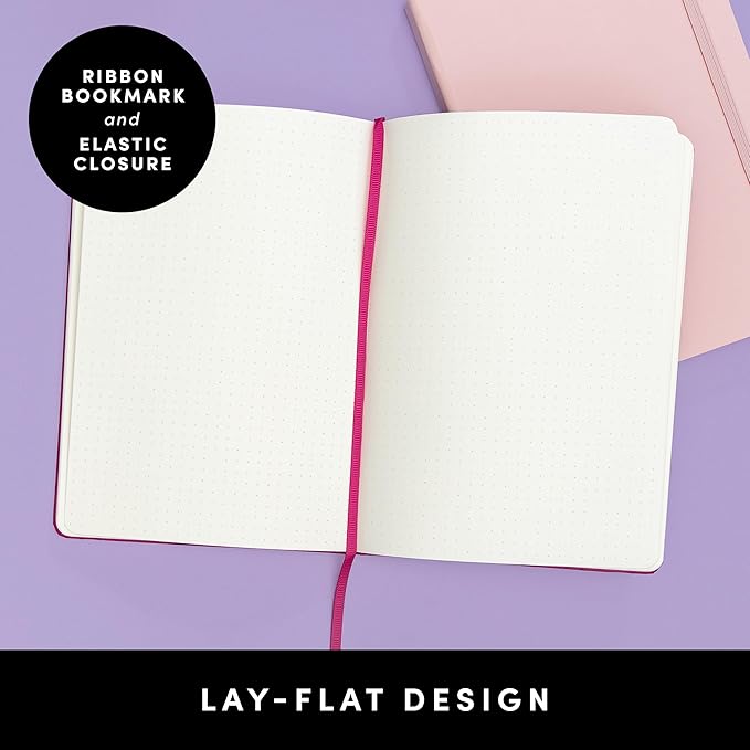 PAPERAGE Dotted Journal Notebook, (Red), 160 Pages, Medium 5.6 in x 8 in - 100 GSM Thick Paper – Hardcover Journaling Notebook for Work, School & Bullet Journaling