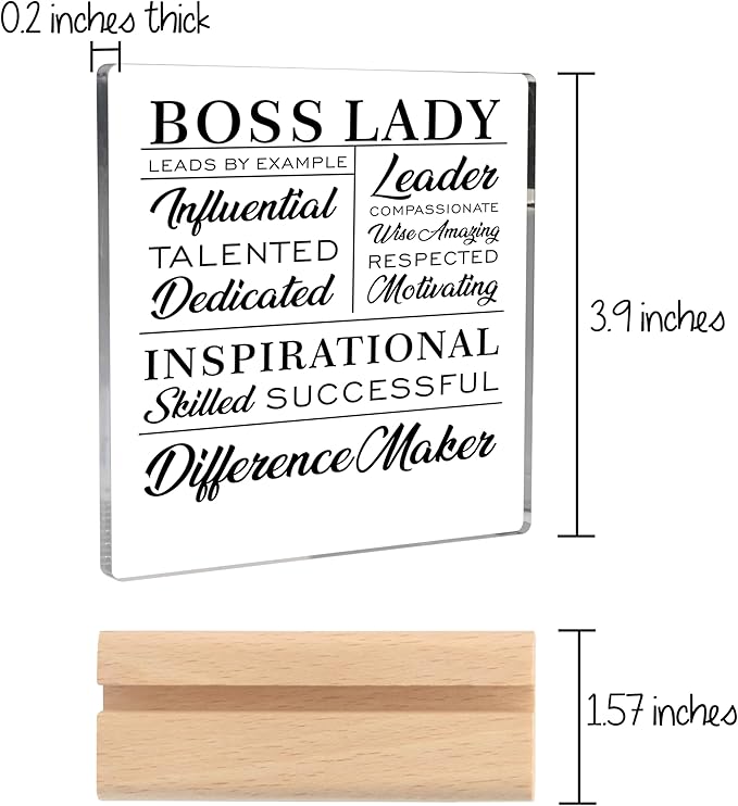 Boss Lady Gifts for Women, Best Boss Gifts Boss Birthday Gifts for Women Office Decor, Boss Lady Gifts Cool Gifts for Bosses Clear Acrylic Desk Decorative Sign for Boss Office Desk Decor