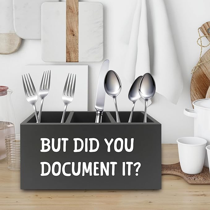 Funny But Did You Document It Black Pen Pencil Holder Organizer for Desk, HR Human Resources Gifts, Office Humor Gifts, Wooden Box Sign for Office Workplace Desk Tabletop Decorations
