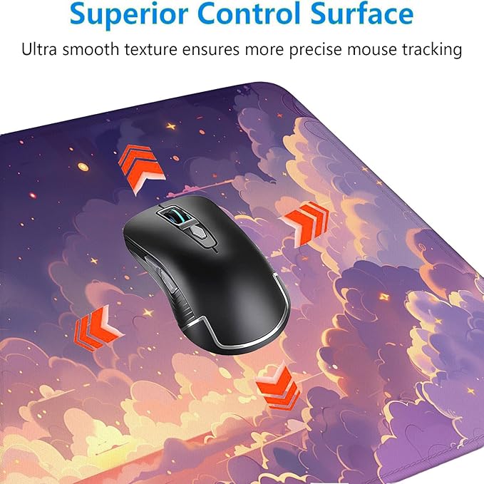 Cute Gaming Mouse Pad Desk Pad Kawaii Pink Purple Gold Clouds Mousepad XL Large Gaming Mouse Pad Laptop Keyboard Mat Desk Pad Office Home Decor for Women Girl 31.5"x11.8"