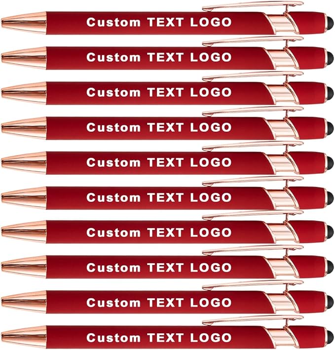 Custom Engraved Ballpoint Pens Bulk, Personalized with Name/Logo, Black or Blue Ink, Smooth Writing for Office, School, Business, Church, Reunion 100 Pcs Red