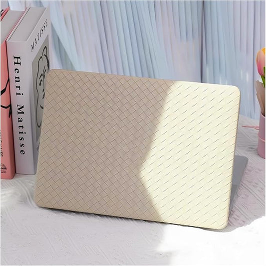 Woven Case Compatible with MacBook Air 13.6 inch 2022-2025 M4 A3240 M3 A3113 M2 A2681,for Mac Air M2 Sturdy Protective Leather Woven Textured Hard&Keyboard Cover for Mac 13 M4 Weave,Boho Beige