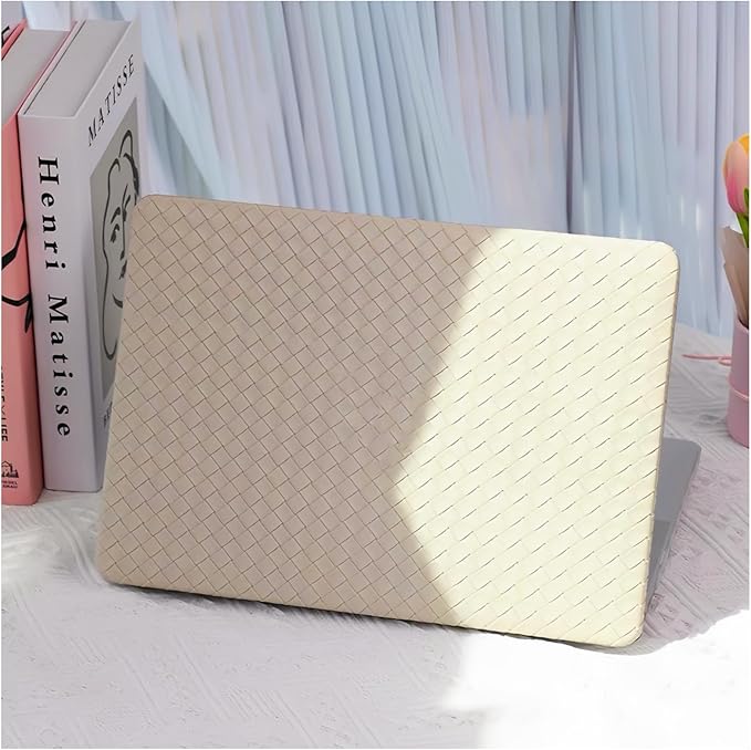 Woven Case for MacBook Air 15 inch Case 2023 2024 2025 M4 A3241 M3 A3114 M2 A2941,for Mac Air M2 Sturdy Protective Leather Woven Textured Cases&Keyboard Cover for Mac 15 M4 Weave,Boho Beige