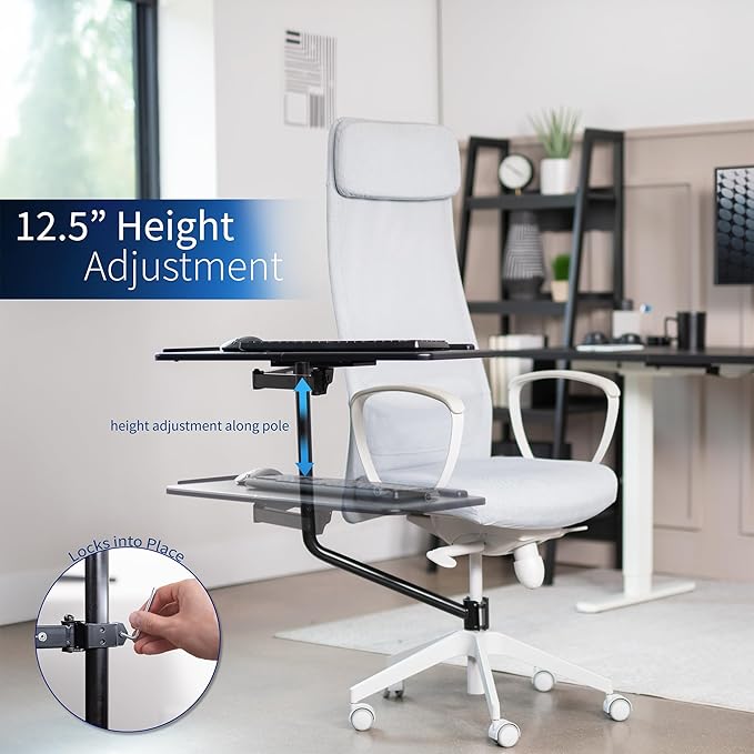 VIVO Office Chair Mounted 26 x 12 Inch Keyboard and Mouse Tray, Ergonomic Tilt, Full Motion 360 Degree Rotation, Black, MOUNT-KB08C