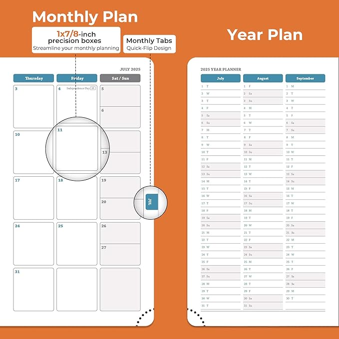 Planner 2026 Daily Weekly and Monthly,6.5"x3.75",12 Months Spiral Bound Calendar Agenda with Self-adhesive Pen Holder,2026 Appointment Book with Vegan Leather Soft Cover,Orange
