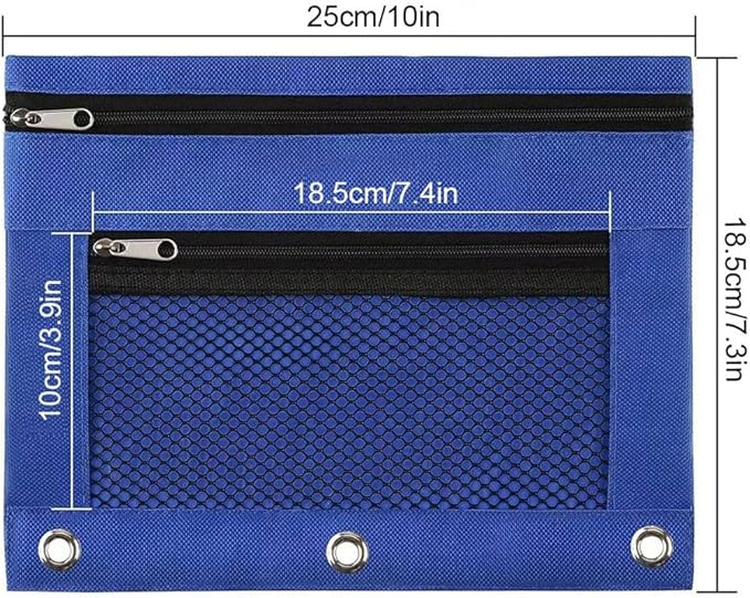 Multipurpose Binder Pencil Pouch 3 Ring Binder Pencil Bag with Clear Window – 24 Pack, Durable Oxford Fabric, 8 Assorted Colors